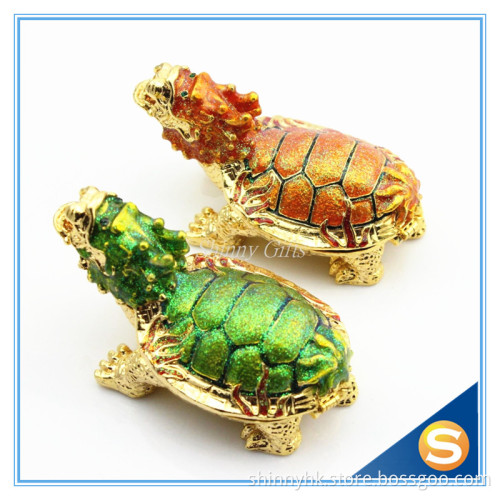 Fengshui Home Decorative Metal Craft Dragon Turtle Trinket Box Jewelry Box